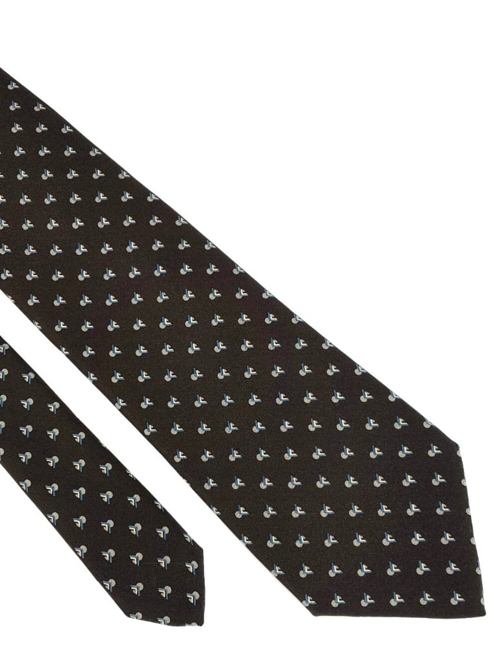 ARNYS PARIS Men's Elegant Silk Foulard Designer Necktie Brown White Blue ITALY